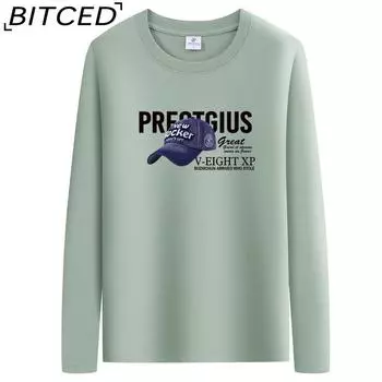 BITCED Мужская футболка с длинными рукавами, облегающая, весна-осень, универсальная рубашка с круглым вырезом S