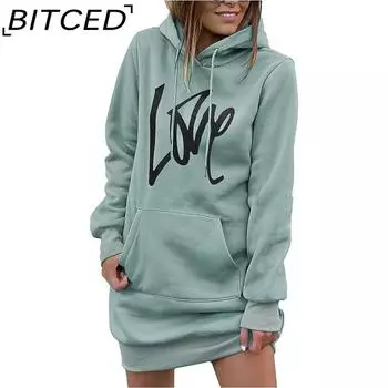 BITCED Осень/Зима худи Платье средней длины с капюшоном S белый