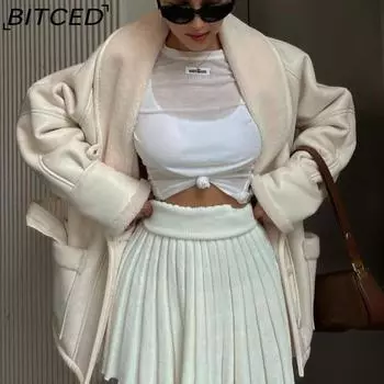 BITCED осенне-зимнее новое модное темпераментное меховое пальто с длинными рукавами для женщин S темно-коричневого