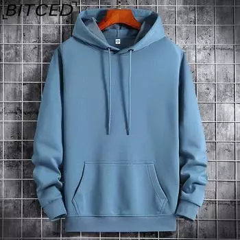 BITCED Осенняя тонкая толстовка с капюшоном и принтом, модная мужская повседневная удобная кофта-пуловер S