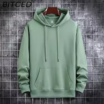 BITCED Осенняя тонкая толстовка с капюшоном и принтом, модная мужская повседневная удобная кофта-пуловер S