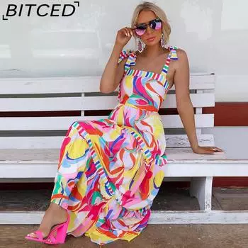 BITCED сплошной цвет сексуальные без бретелек большие распашные платья летние женские длинные платья больших размеров S разноцветный