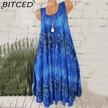 BITCED Летние модные женские платья с принтом S бежевый