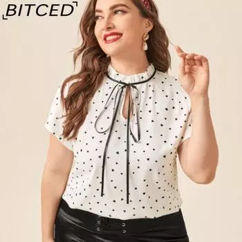 BITCED Весенне-летняя женская свободная модная рубашка большого размера с коротким рукавом L белый
