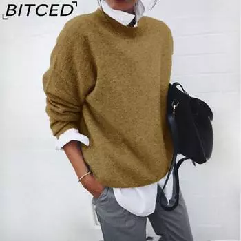 BITCED Женская куртка-свитер из двух частей с воротником-рубашкой и длинными рукавами, осенне-зимняя S жёлтый