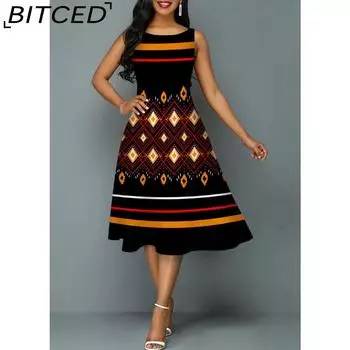 BITCED Женская мода лето весна 2/1 рукав О-образный вырез повседневные платья S