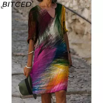 BITCED Женская мода лето весна 2/1 рукав V-образный вырез повседневные платья S