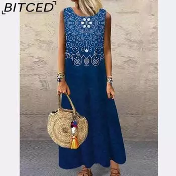 BITCED Женская мода лето весна без рукавов О-образный вырез повседневные платья S