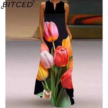 BITCED Женская мода лето весна без рукавов V-образный вырез повседневные платья S