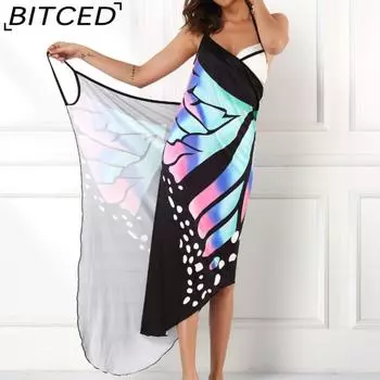 BITCED Женская мода лето весна без рукавов V-образный вырез повседневные платья S жёлтый