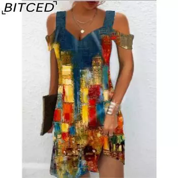 BITCED Женская мода лето весна короткие рукава V-образный вырез повседневные платья S красный