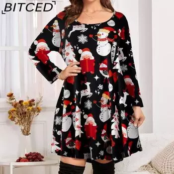 BITCED Женская мода лето весна повседневные платья с рукавом 3/4 и круглым вырезом XL