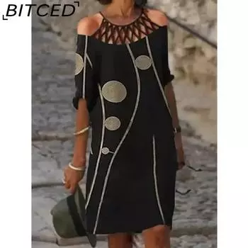 BITCED Женская мода лето весна повседневные платья с коротким рукавом S