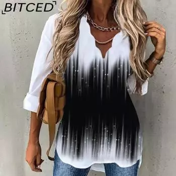 BITCED Женская мода осень-зима цветочный принт длинный рукав V-образный вырез повседневные платья S