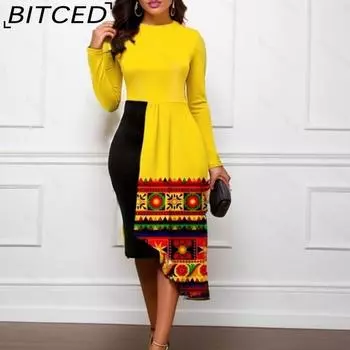 BITCED Женская мода осень-зима с длинным рукавом и круглым вырезом повседневные платья S чёрный