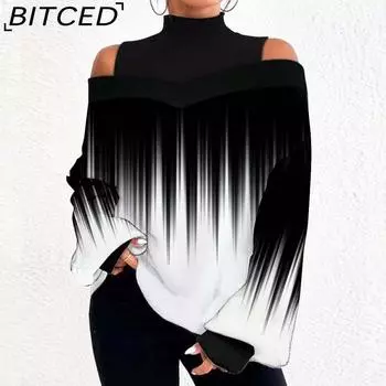 BITCED Женская мода повседневная осень-зима с длинным рукавом полуводолазка блузки и рубашки S