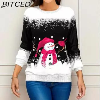 BITCED Женская мода повседневные осенне-зимние блузки и рубашки с длинным рукавом и круглым вырезом S