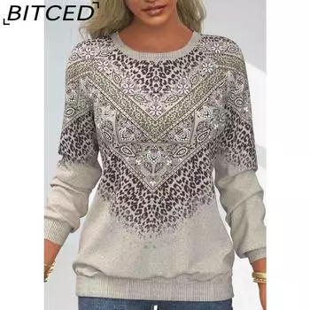 BITCED Женская мода повседневные толстовки с длинным рукавом и круглым вырезом S