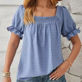 BITCED Женская весенне-летняя новая шифоновая рубашка с короткими рукавами и квадратным воротником