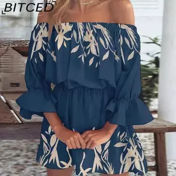 BITCED Женские сексуальные модные платья на одно плечо с принтом S чёрный