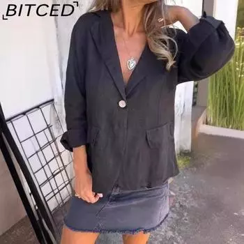 BITCED Женские винтажные повседневные куртки и пальто с решетчатым принтом, осенне-зимние куртки-поло с длинными рукавами и воротником S