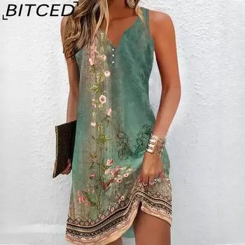 BITCED Женское платье-жилет с модным принтом, узкая длинная юбка S