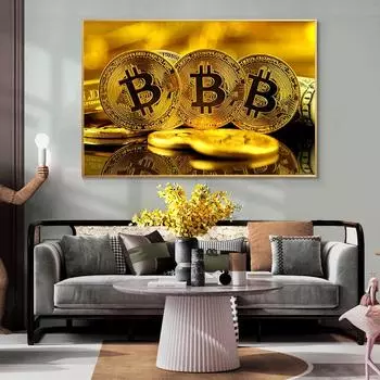 Биткойн Wall Art Холст Картина Изображение Вдохновение Эстамп Плакат Модульный дом 21cm30cm NoFrame