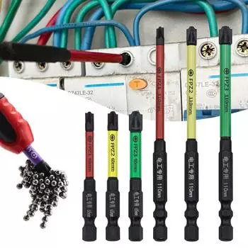 Биты для отверток 65 мм + 110 мм, 6 шт./компл., автоматические выключатели