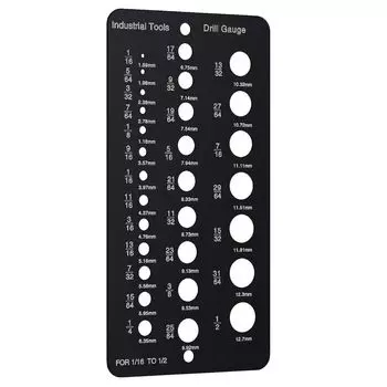 Биты размером от 1/16 дюйма до 1/2 дюйма, метрический калибр, точные эквиваленты измерений