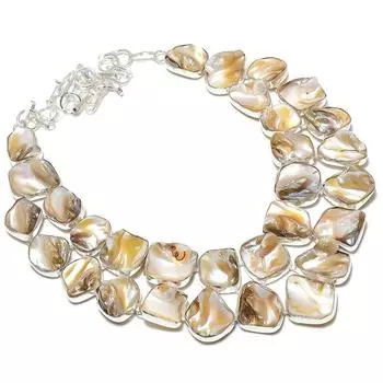Biwa Pearl Gemstone Handmade 925 Sterling Silver Jewelry Necklace 18 J4E60