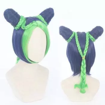 Bizarre Jojo Bizarre Wind Adventure Golden Wind парик косплей Джолин Куджо Кудзё зеленые плетеные булочки Джоджо но Кимё в букене 40cm синий