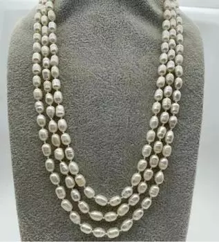 Бижутерия: ожерелье из белого пресноводного культивированного риса с жемчугом длиной 64 дюйма.