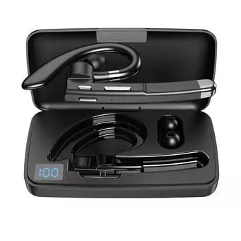 Бизнес Bluetooth-наушники с одним наушником HD с шумоподавлением для звонков с чехлом для зарядки IPX7 Водонепроницаемая гарнитура для всех смартфонов чёрный