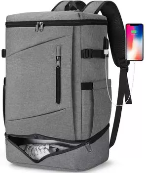 Бизнес Большой YKK Square Shoe Water PC с USB зарядкой обед серый [RAINSMORE] рюкзак, мужской рюкзак, вместимость, молния, рюкзак, держатель,