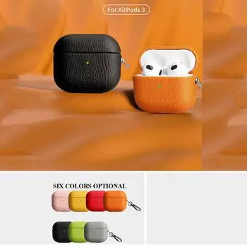 Бизнес-чехол из искусственной кожи для Airpods 3 Pro2 с узором личи, зарядное устройство для наушников, противоударный защитный чехол, чехол для беспроводных наушников Airpods Pro2 чёрный