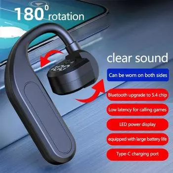 Бизнес-крючок для вождения Bluetooth-наушники с шумоподавлением HD-гарнитура для звонков с длительным режимом ожидания Водонепроницаемые спортивные наушники со встроенным аккумулятором