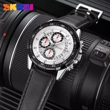 Бизнес кварцевые часы многофункциональные спортивные кварцевые часы хронограф популярные мужские часы