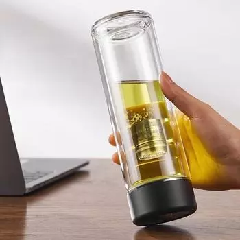 Бизнес Магнитная стеклянная чашка для чая Двойная чашка для разделения чая с защитой от ожогов Офисные портативные герметичные чашки для чая с защитой от протечек 350ml