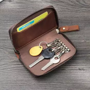 Бизнес Мини Бытовой Кожаный Ключ Чехол Первый Слой Коровьей Кожи Мужской и Женский Универсальный Персональный Креативный Кожаный Ключ Чехол Crazy Horse