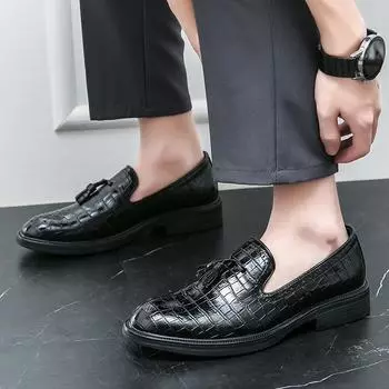 Бизнес-обувь для мужчин, повседневная обувь, брендовая кожаная обувь для мужчин, свадебная обувь для вечеринок, обувь для офиса с кисточками 6.5