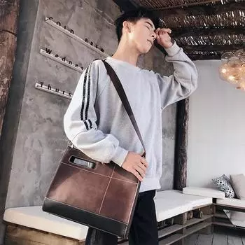 Бизнес-портфель для мужчин в стиле ретро большой емкости на молнии кожаная противоугонная водонепроницаемая сумка А4 сумка