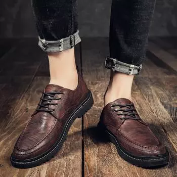 Бизнес-повседневные мужские кожаные туфли в стиле минимализма Мужские трендовые повседневные кожаные туфли класса люкс для джентльменов, для офиса, свадьбы, вечеринки 39 чёрный