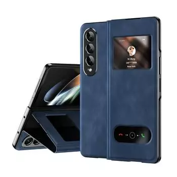 Бизнес-роскошный кожаный чехол-сумка для телефона для Samsung Galaxy Z Fold4 5g Fold 4 2 Fold2 Fold3 Fold 3 Zfold4 тонкий защитный чехол for Samsung Z Fold 4 синий