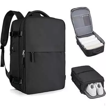 Бизнес-рюкзак, дорожный рюкзак, большая багажная сумка, рюкзак для мужчин и женщин, повседневный чёрный