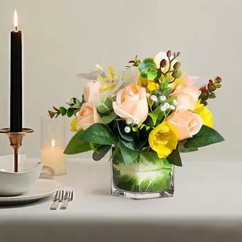 Бизнес-стол Цветочная имитация Цветочные стеклянные украшения Украшение гостиной Отель B&B Рабочий стол Зеленые растения Дисплей Цветочные растения в горшках