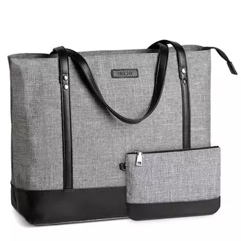 Бизнес-сумка Tote Tote Большая сумка A4 для компьютера, вмещает деловой наплечный шоппинг, включает в себя чемодан серого цвета [Vaschy] Сумка, женская, сумка, вместимость, сумка, 15,6 дюйма