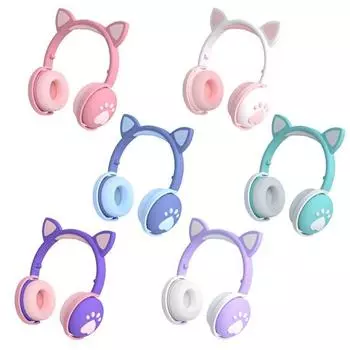 BK1 Беспроводные наушники для девочек Cat Ear Paw Детские Bluetooth-совместимые наушники 5.0 с микрофоном