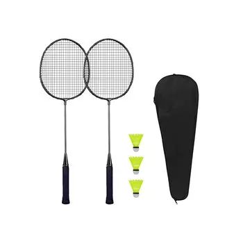 BKJANYO Бадминтон Ракетка Набор для бадминтона для начинающих взрослых Уличные ракетки для бадминтона 2 Бадминтон 3 предмета (черный)