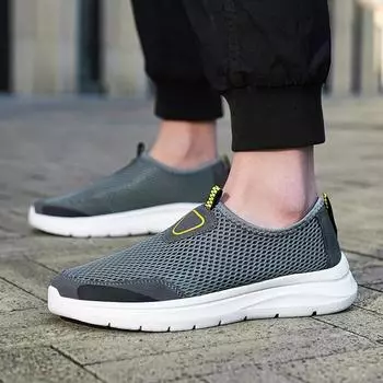 BKQU Летняя мужская обувь Дышащая сетчатая обувь Легкая походная обувь для прогулок Повседневная обувь для вождения Мужские мокасины без застежек 39