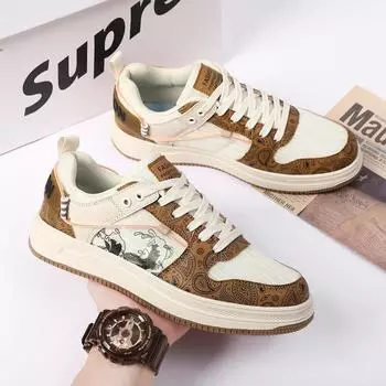 BKQU Модные повседневные мужские туфли на плоской подошве Удобные износостойкие кроссовки для ходьбы Качественные шнуровки Большого размера Дышащие 39